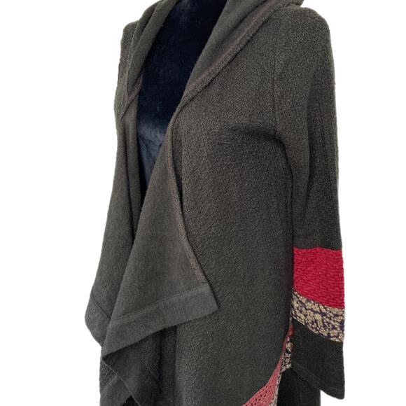 Miss Me Boho Hooded Drape Front Cardigan - Women's Size M - Picture 3 of 5